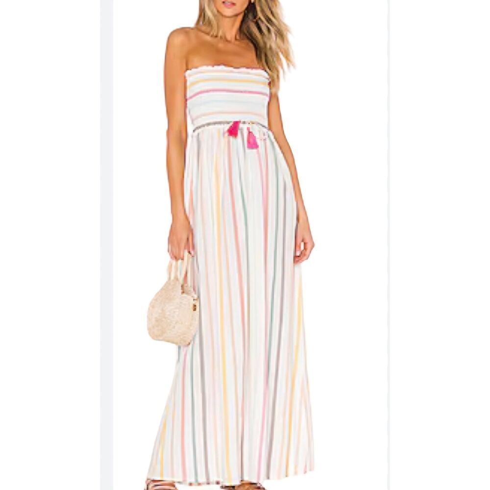 PQ Swim PilyQ Revolve Stephanie Maxi Dress Size XS/S Striped Smocked Tube Dress